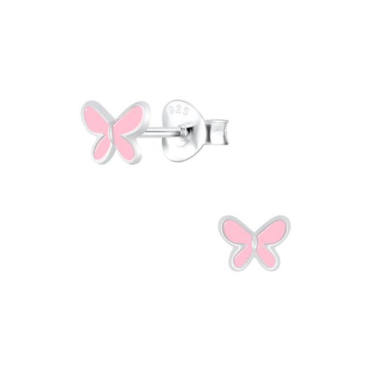 Pink Butterfly Sterling Earrings