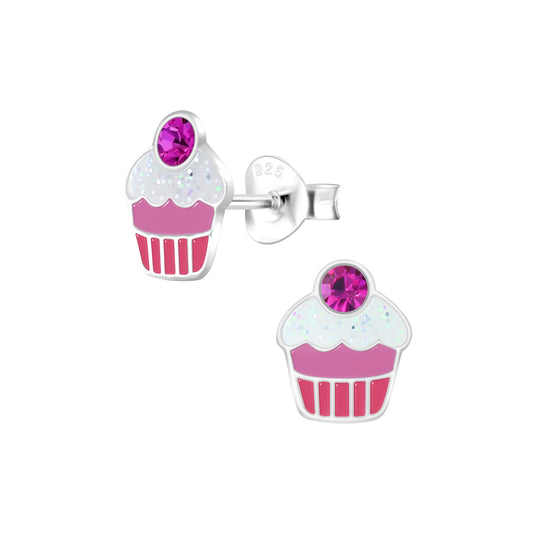 Cupcake Earrings 925 Sterling Silver Hypoallergenic Earrings for Little Girls