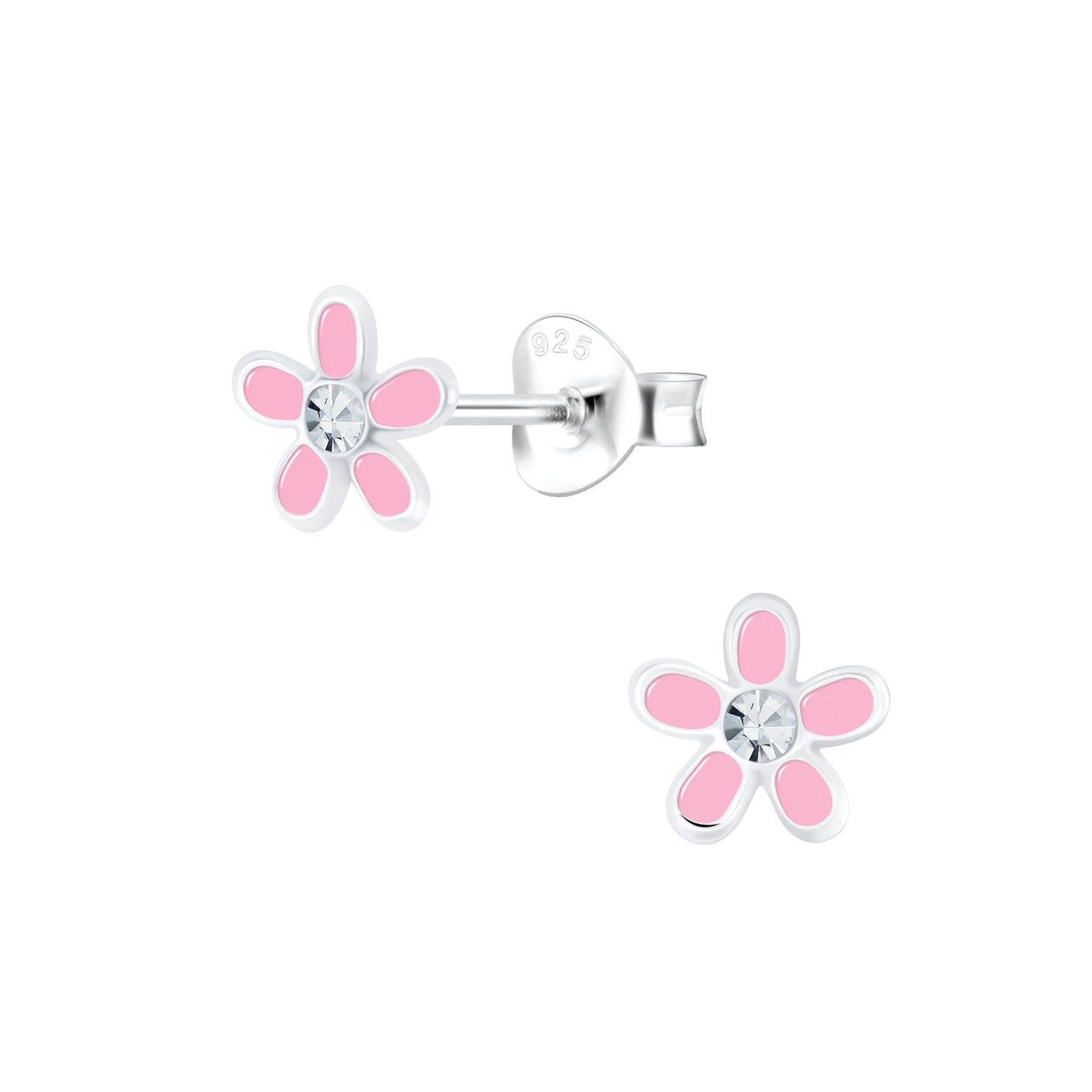 Pink flower with Rhinestone Sterling Silver