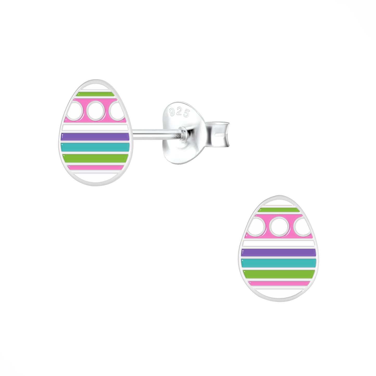 Teal, Pink and Green Easter Egg Sterling Earrings