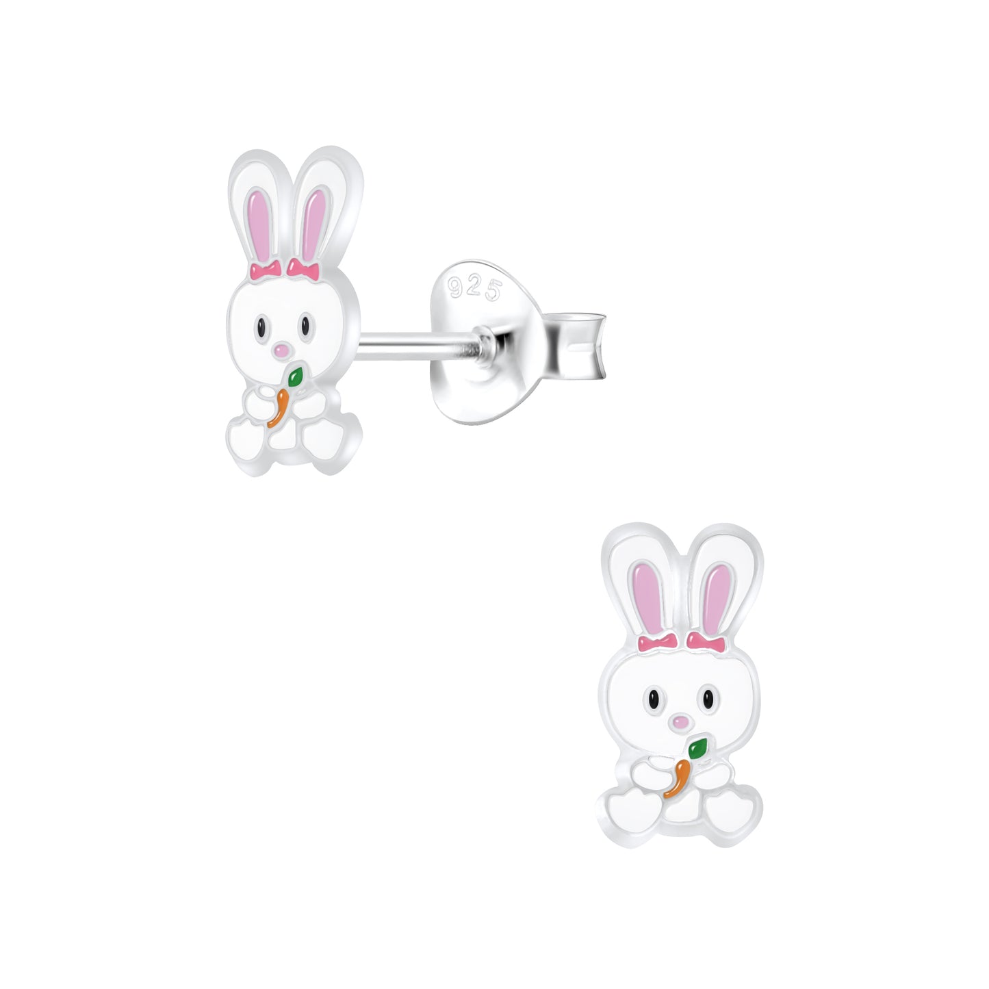 White Bunny Easter Sterling Earrings