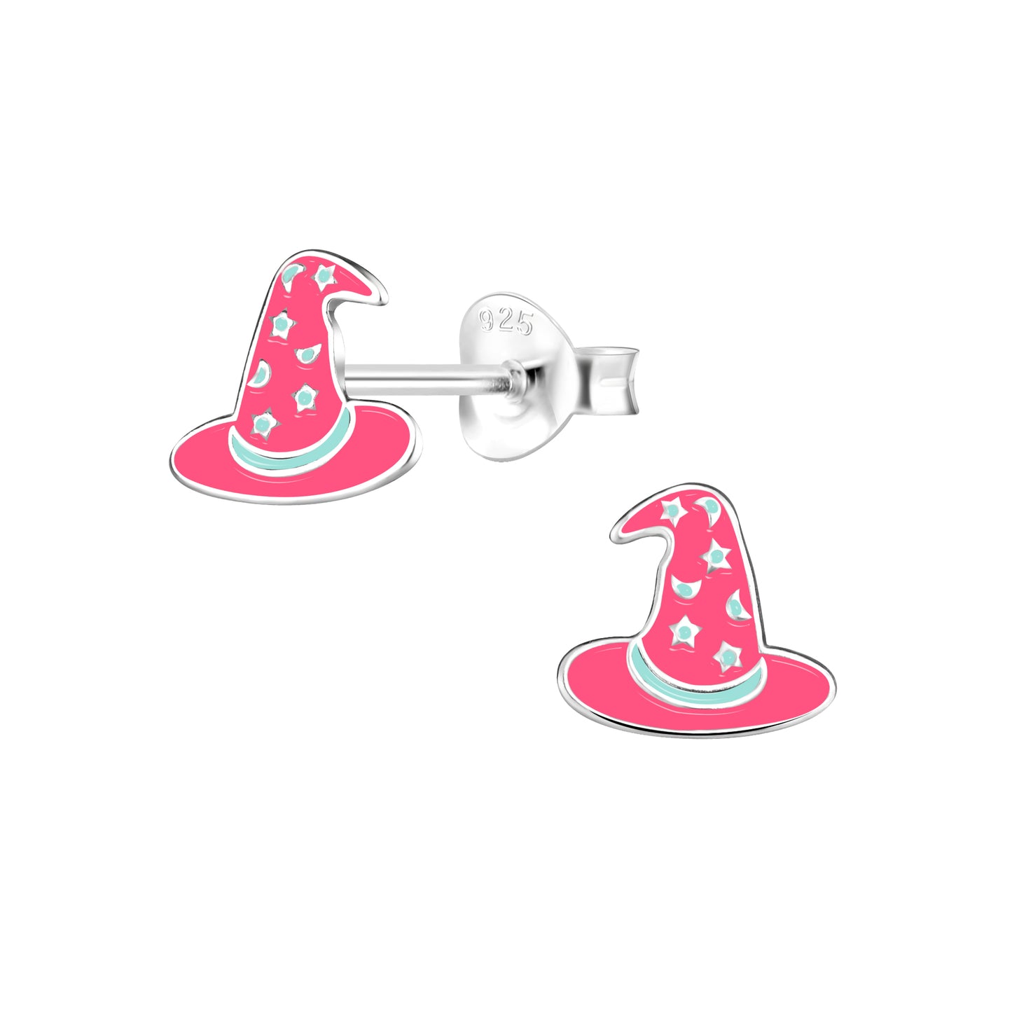 Pink Witch Hat Sterling Silver Earring Studs