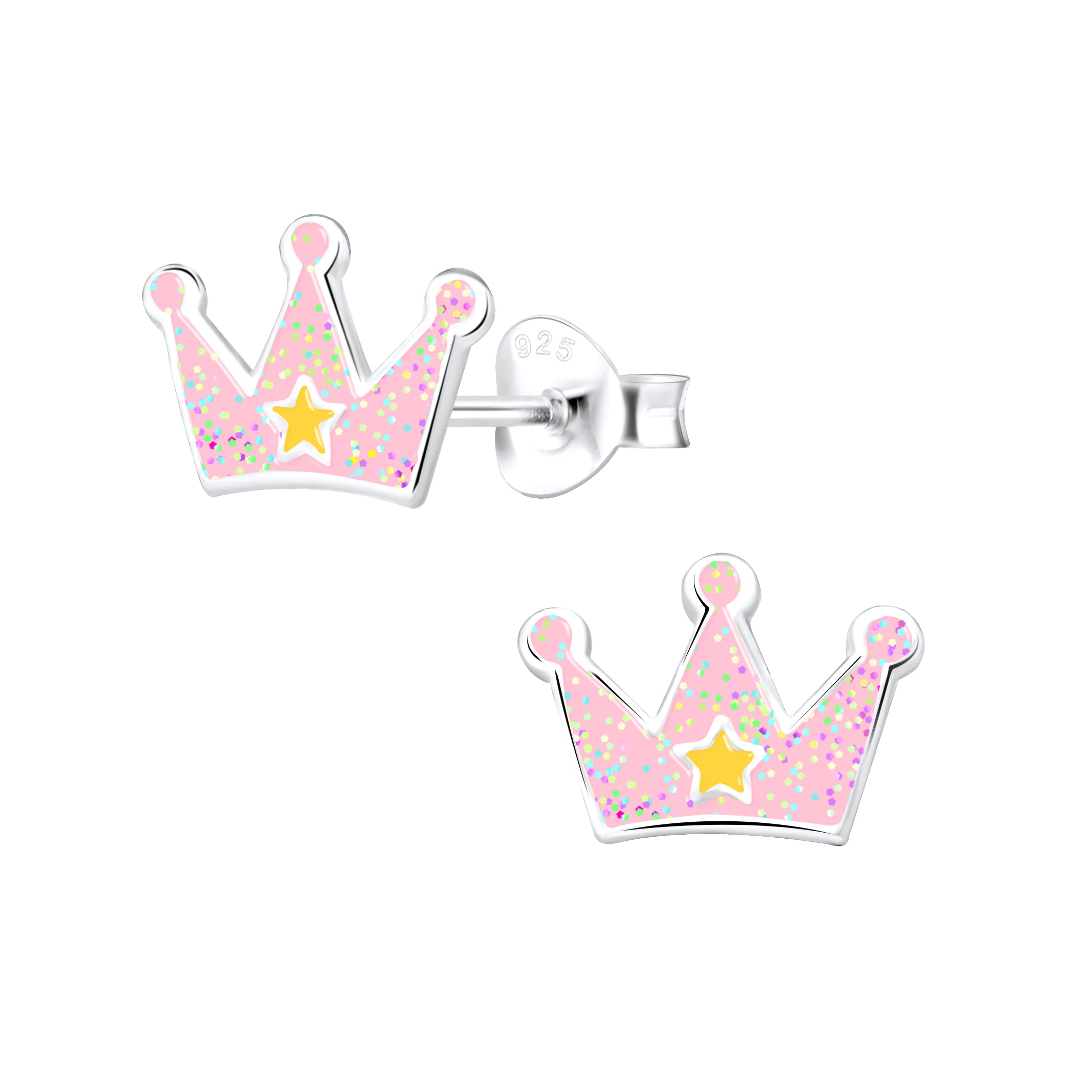 Pink Princess Crown Sterling Silver Earrings – pecancreekdesigns