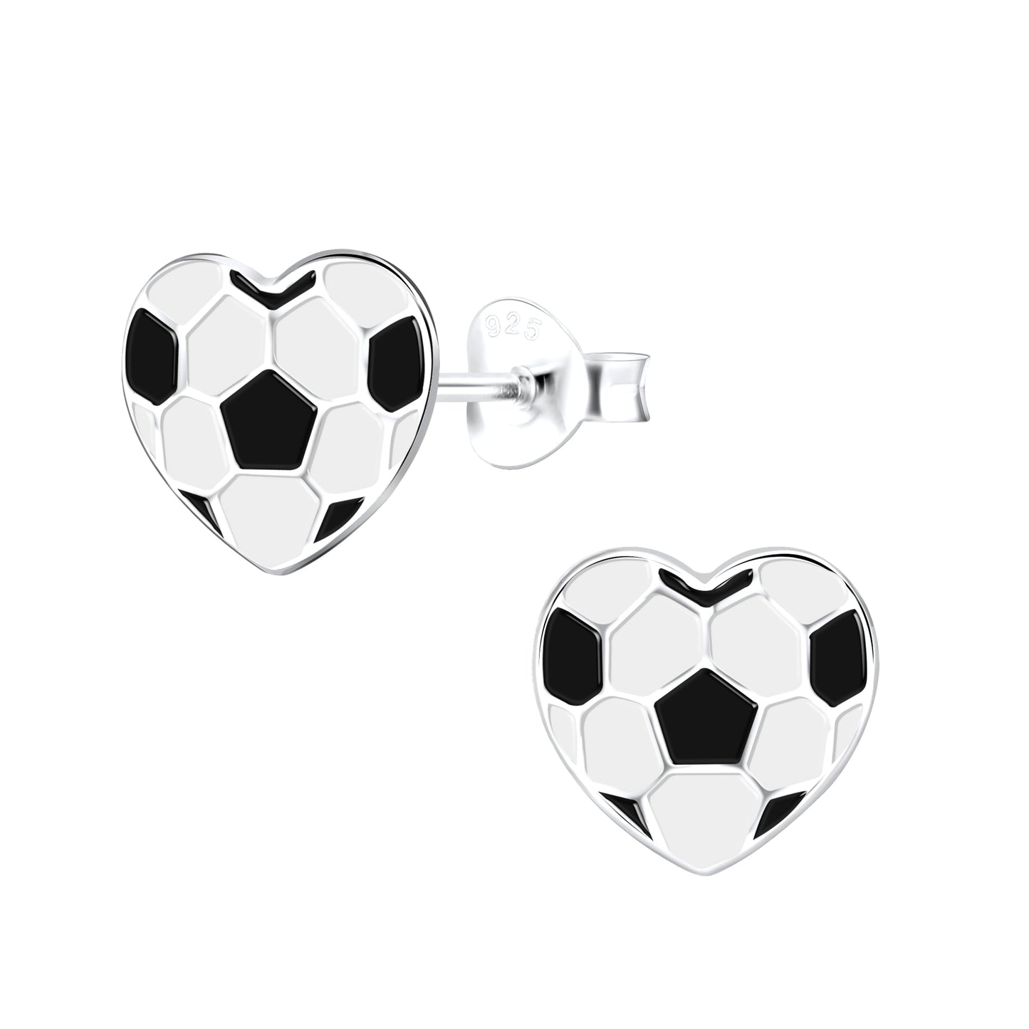 Soccerball Sterling Silver Stud Earrings