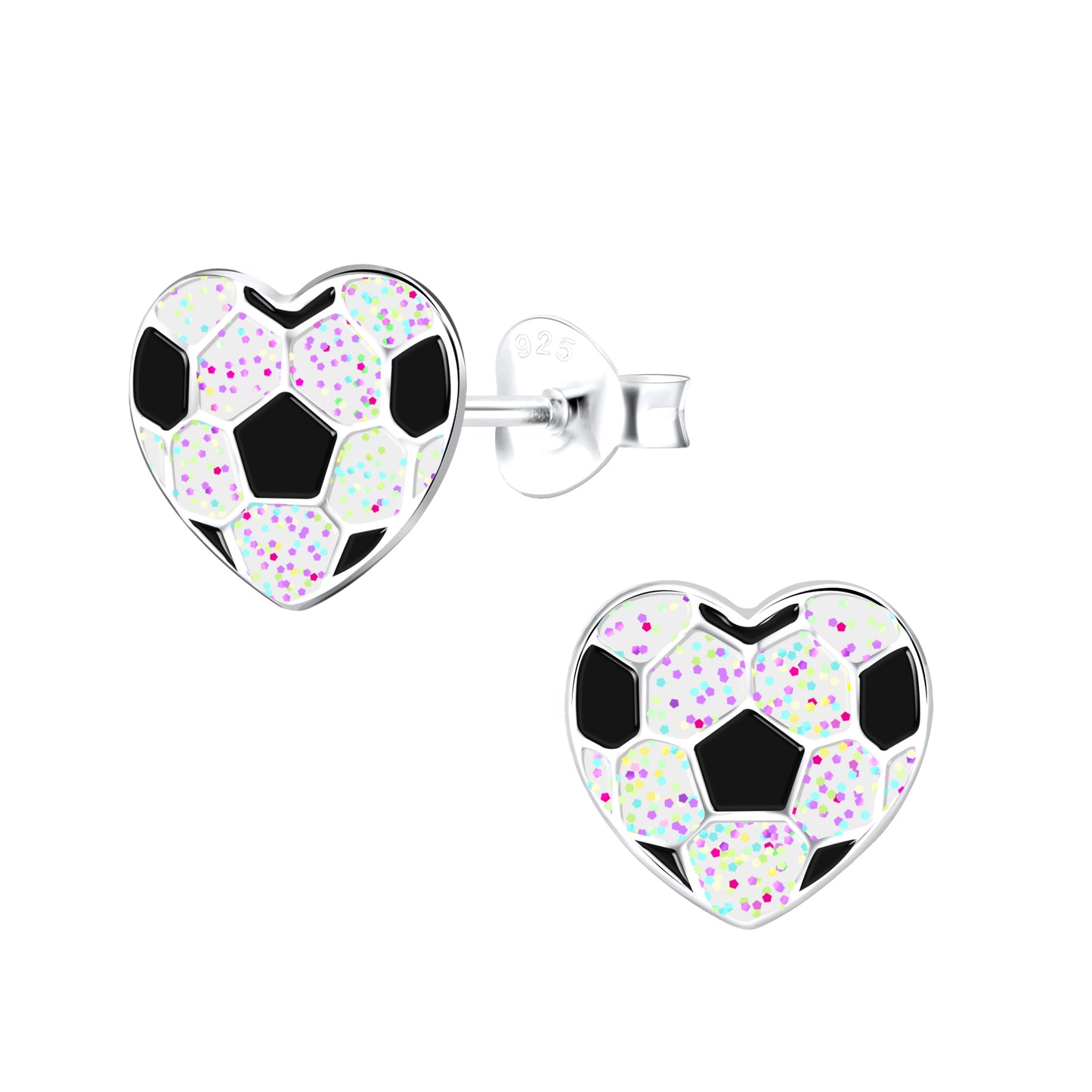 Heart Shaped Soccer Ball Earrings 925 Sterling Silver Hypoallergenic Earrings for Little Girls