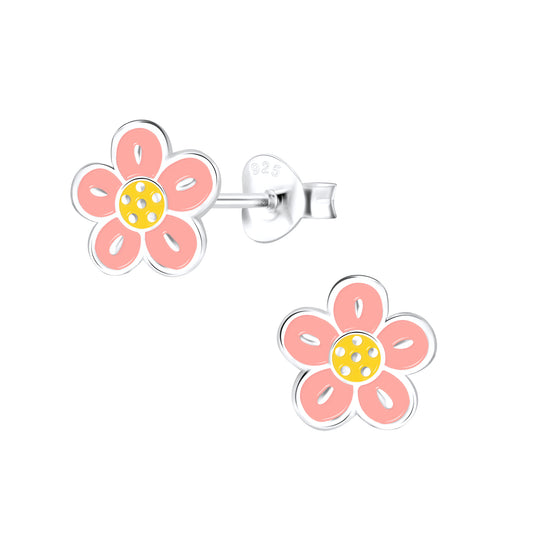 Light Pink Flower Sterling Earrings