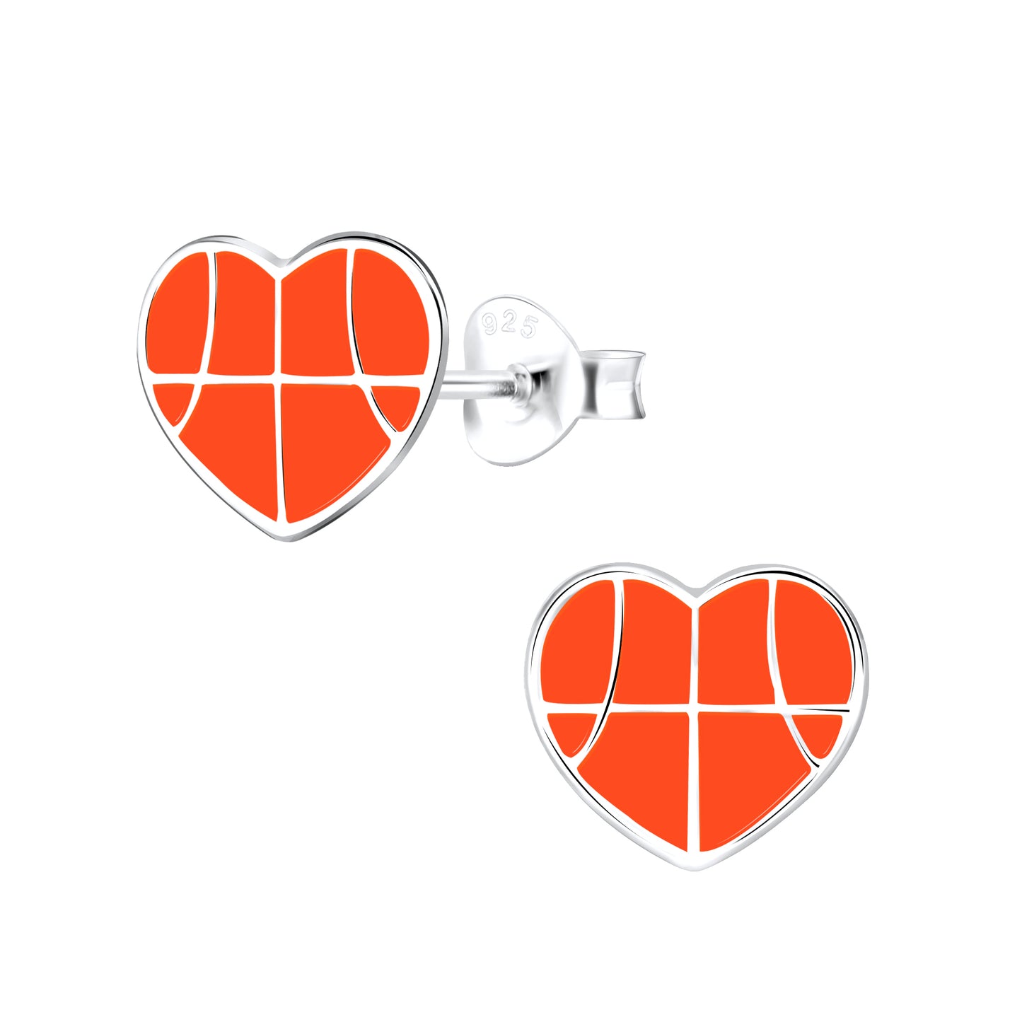 Heart Basketball Earrings 925 Sterling Silver Hypoallergenic Earrings for Little Girls