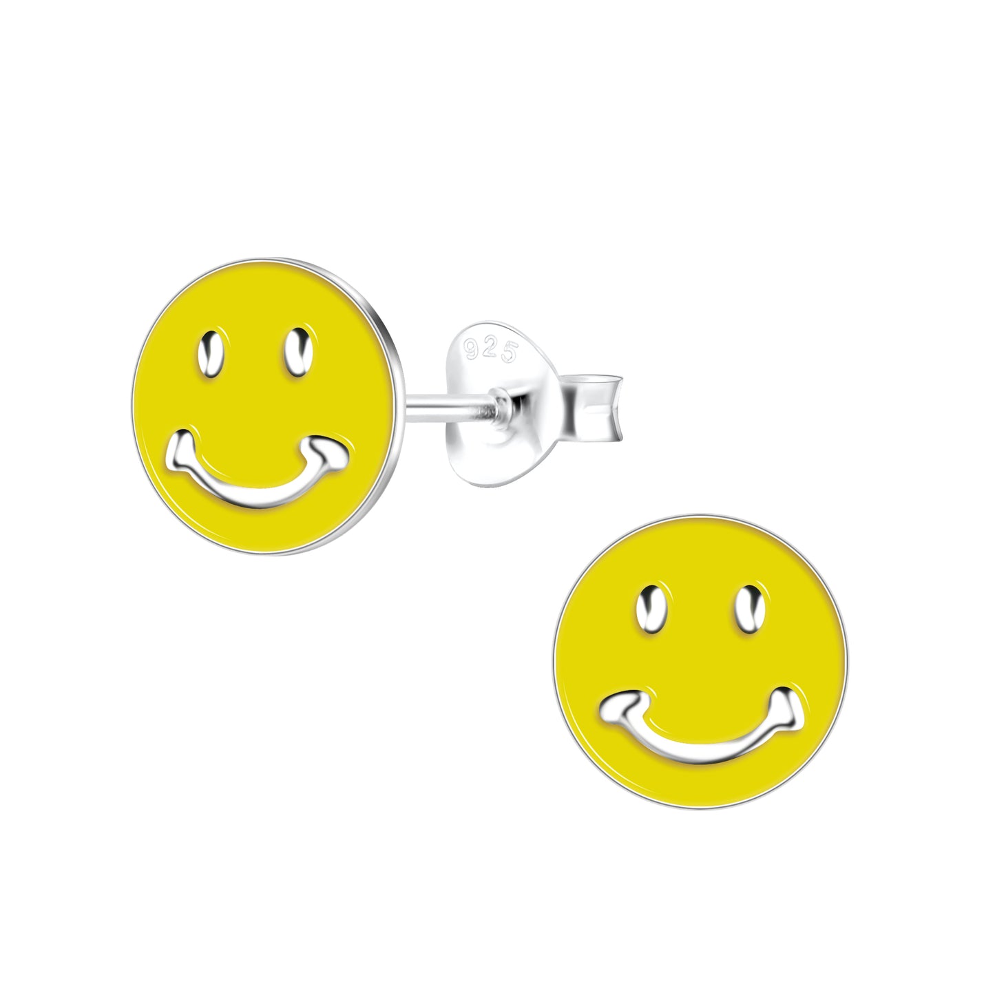 Yellow Smiley Face Sterling Silver Earrings