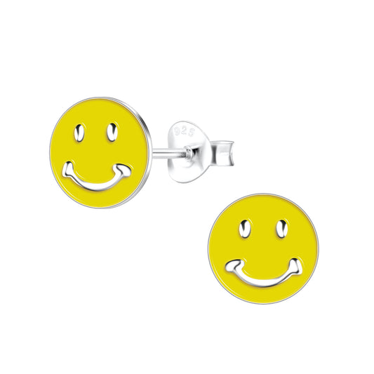 Yellow Smiley Face Sterling Silver Earrings