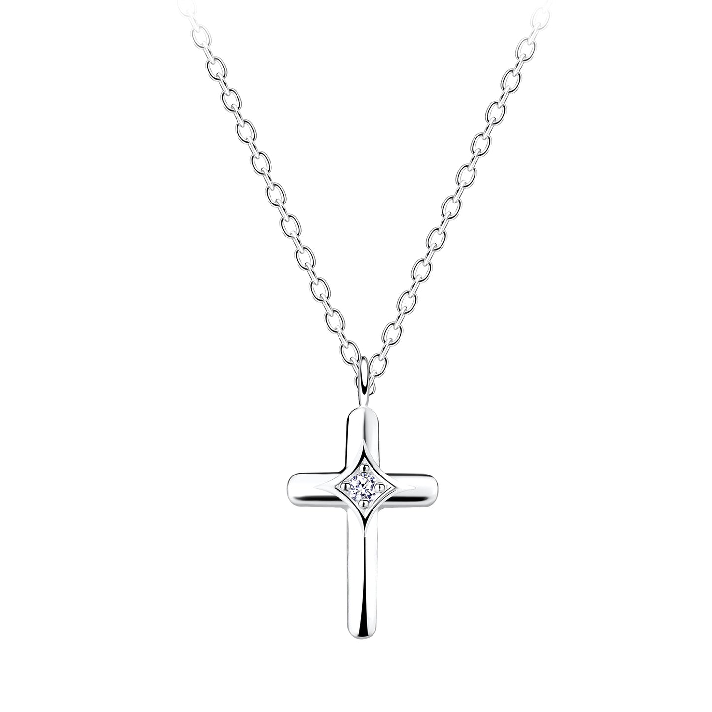 16 inch Sterling Silver Cross Necklace