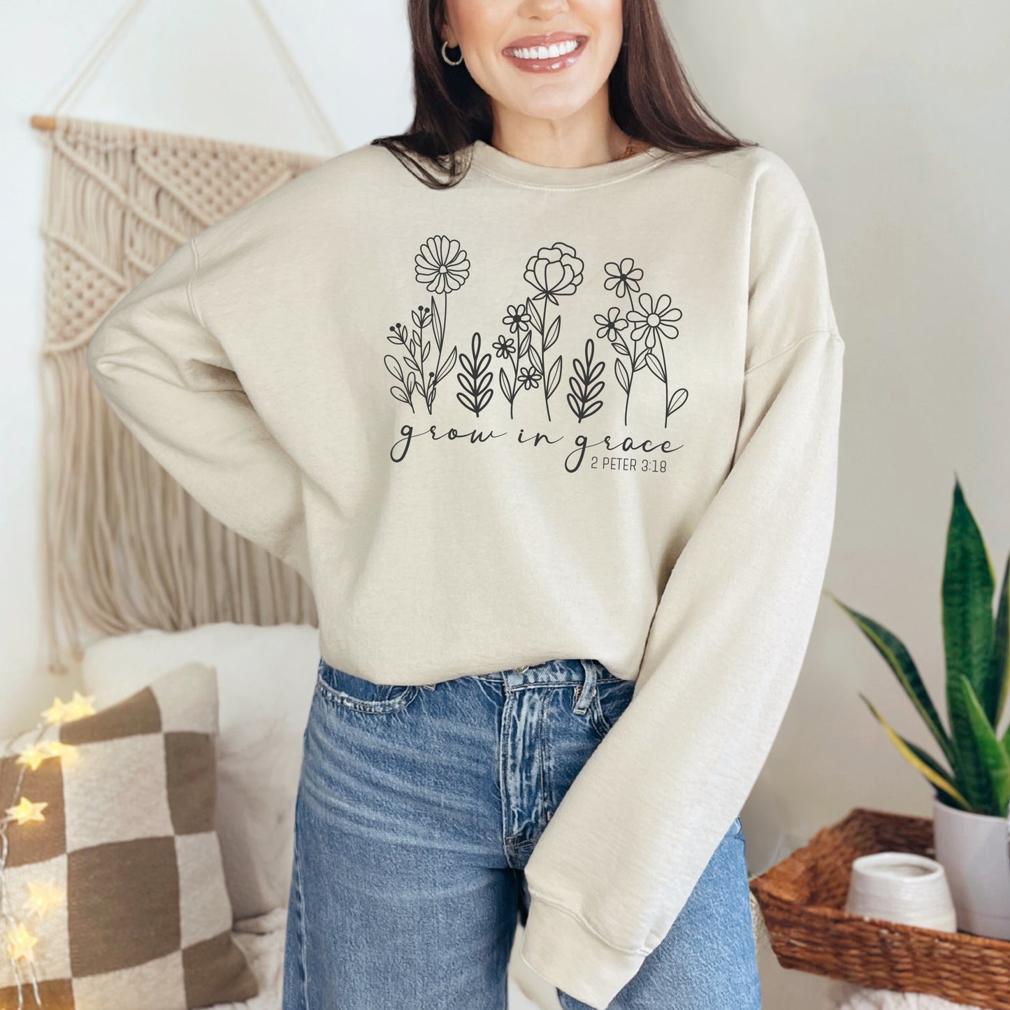 Grow in Grace Religious Bible Verse Sweatshirt