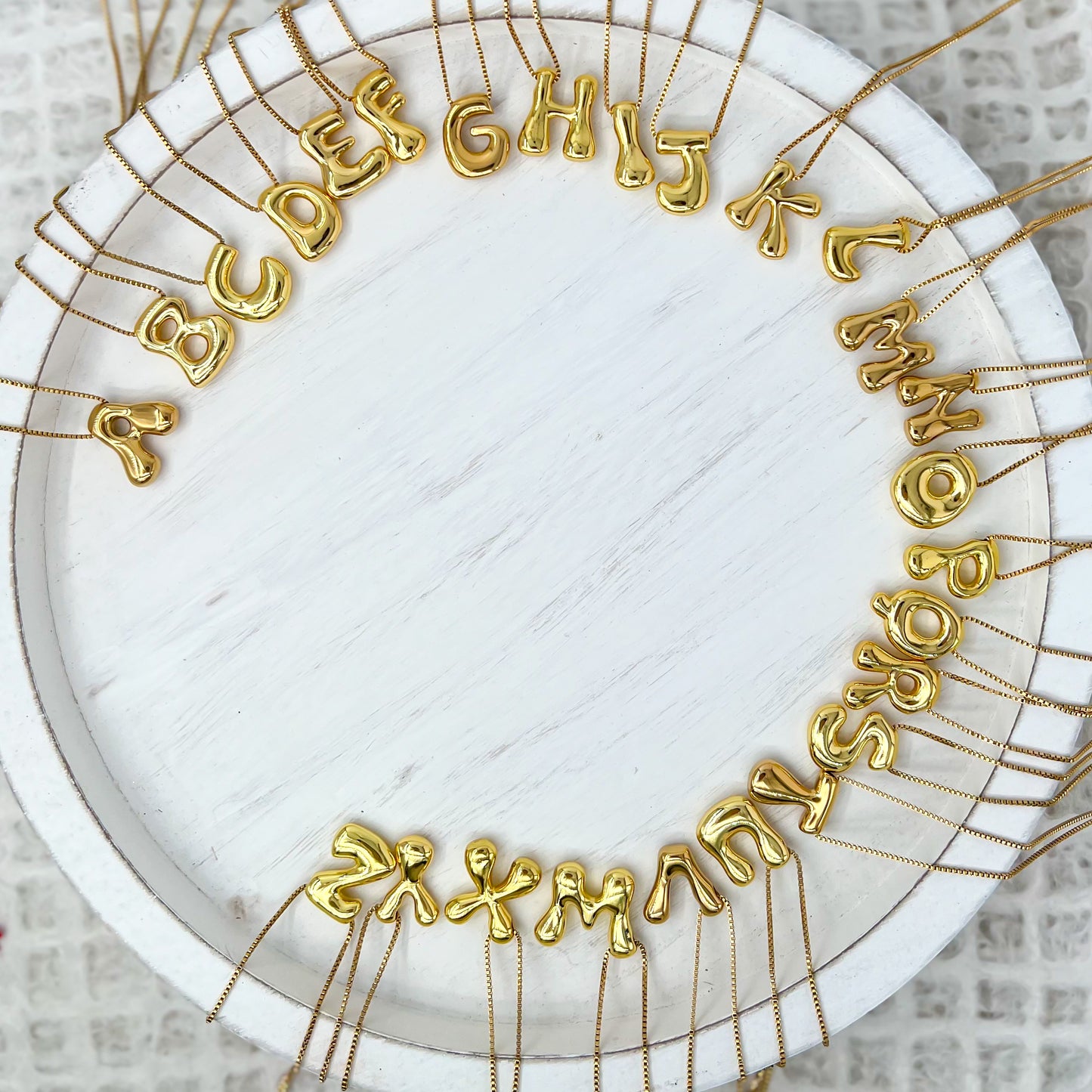 18k Gold Coated Bubble Letter Necklaces