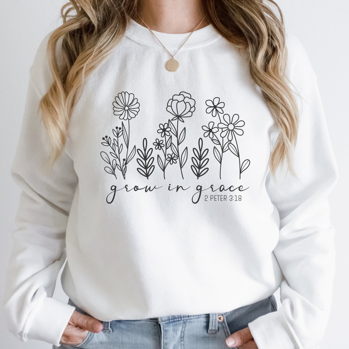 Grow in Grace Religious Bible Verse Sweatshirt