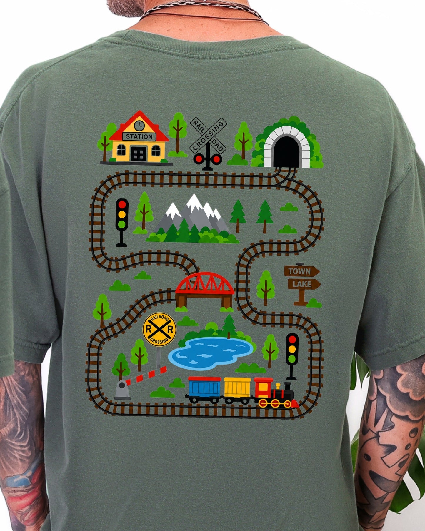 Tired Dads Club Train Shirt, Play Mat Tshirt for Dad, Interactive Tee, Fun Dad Gift, Train Engineer Shirt, Sensory Play Tee