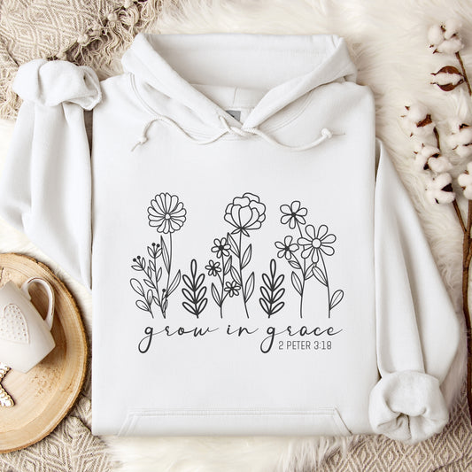 Grow in Grace Religious bible Verse Hoodie