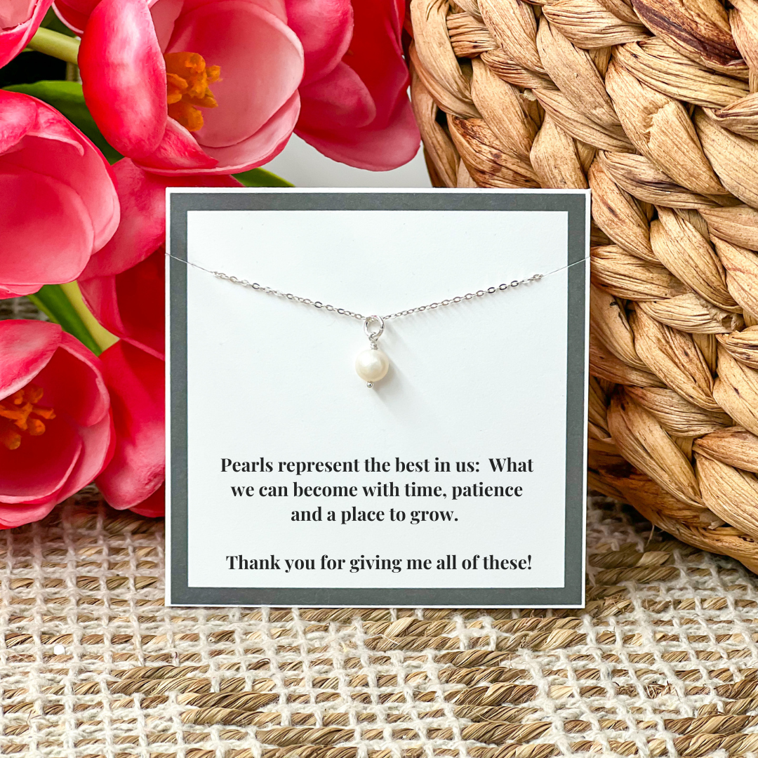 Single Drop White Pearl Necklace Mother's Day