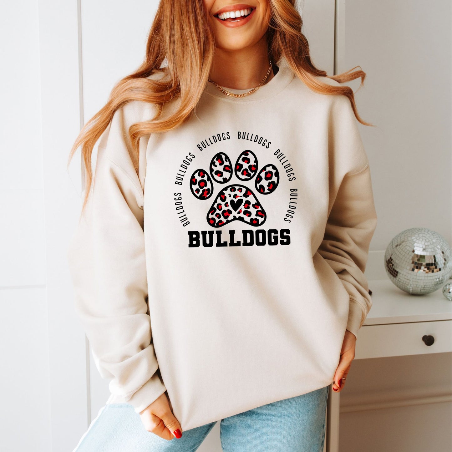 Bulldogs Pawprint Cheetah Print Sweatshirt