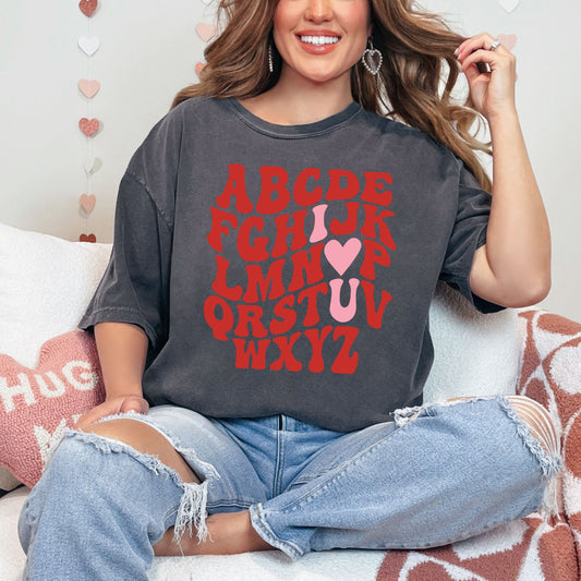 Alphabet I Love You Valentine's Comfort Colors Shirt