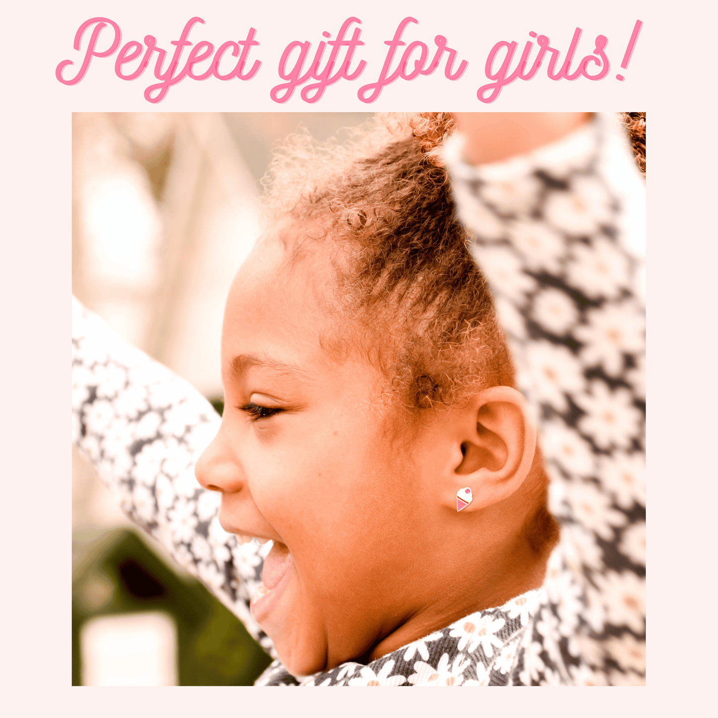 a young girl with her hair in a bun with the words perfect gift for girls