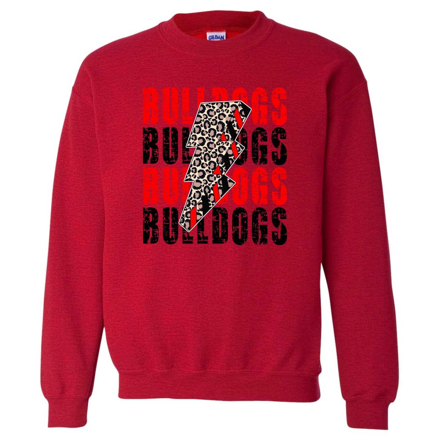 Bulldog Sweatshirt with Leopard Print Lightning Bolt