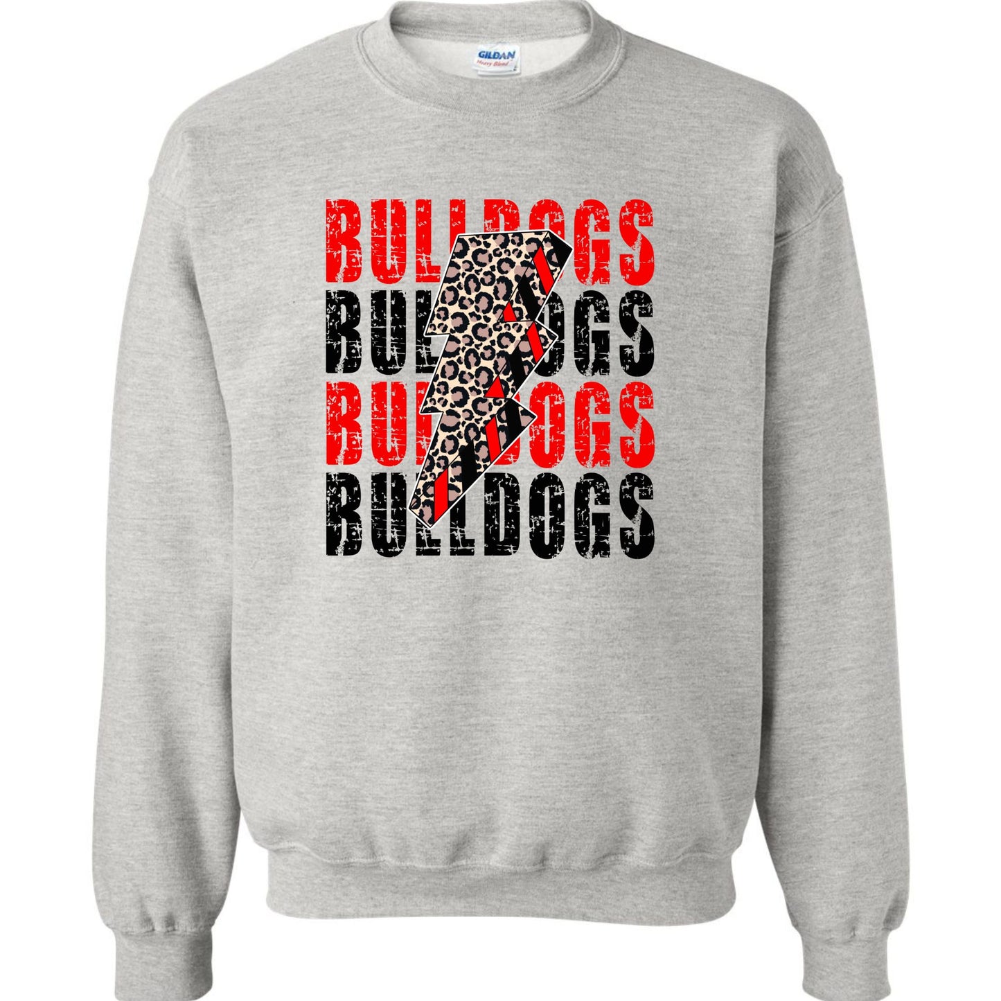 Bulldog Sweatshirt with Leopard Print Lightning Bolt