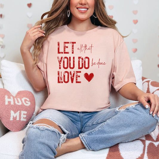 Alphabet I Love You Valentine's Bella Canvas Shirt with Red print