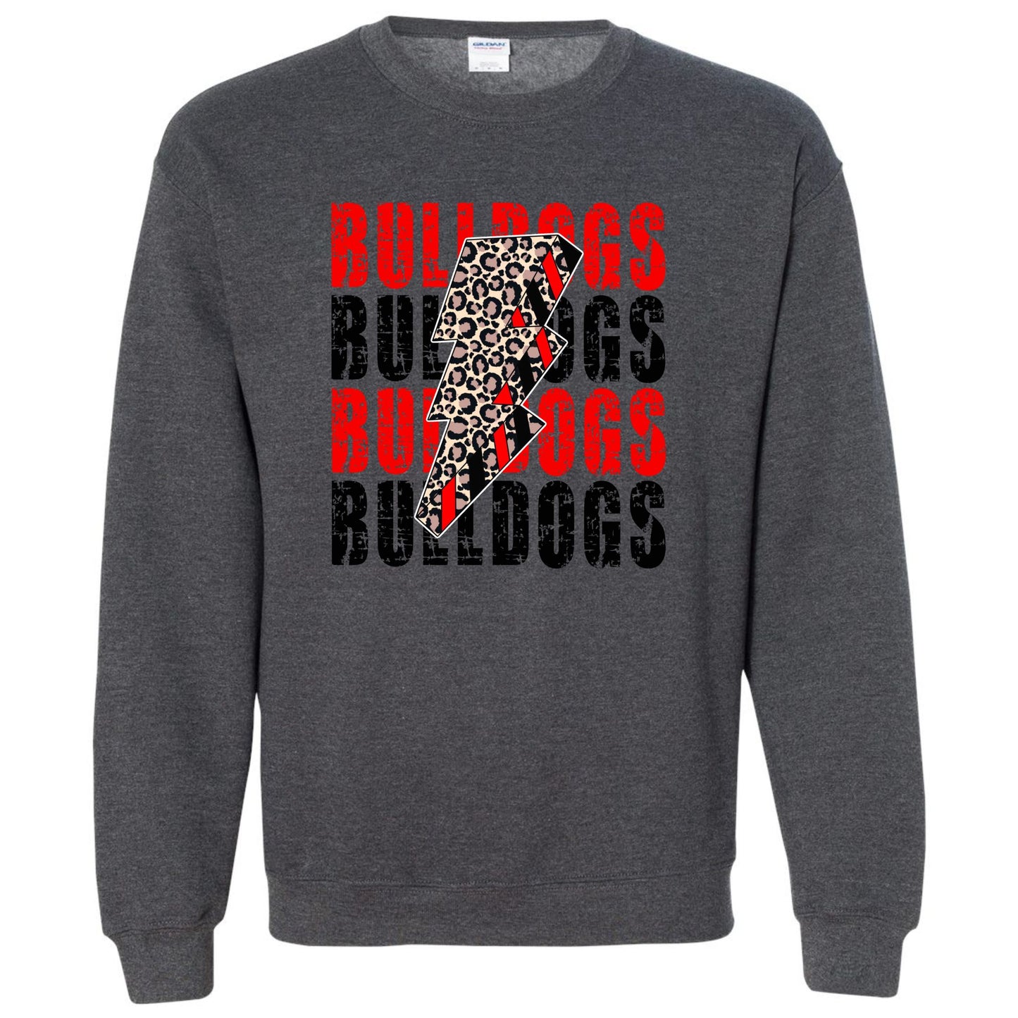 Bulldog Sweatshirt with Leopard Print Lightning Bolt