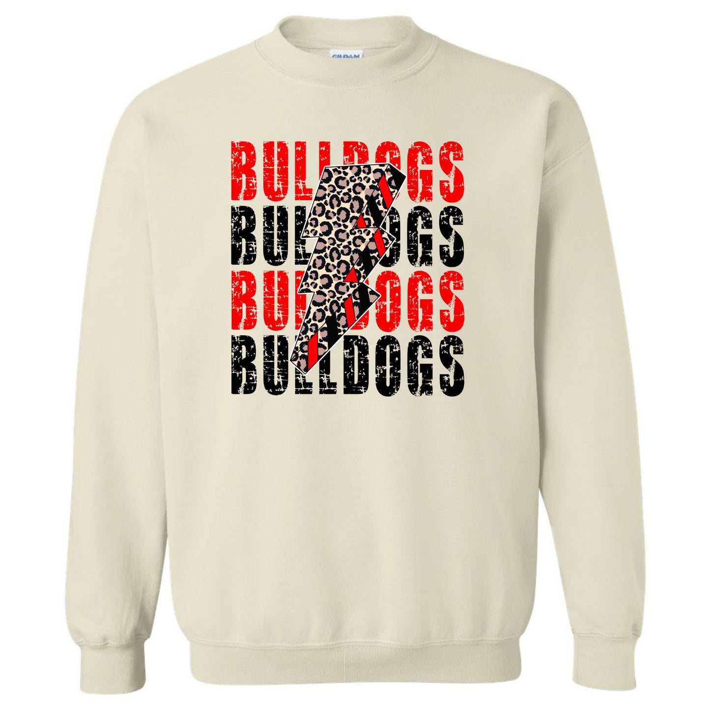 Bulldog Sweatshirt with Leopard Print Lightning Bolt