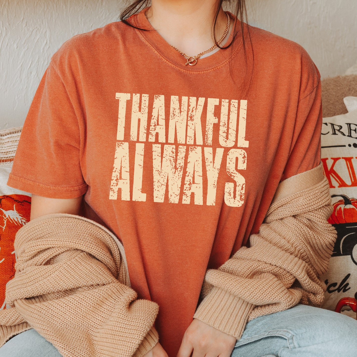 Comfort Colors Always Thankful Fall Tshirt