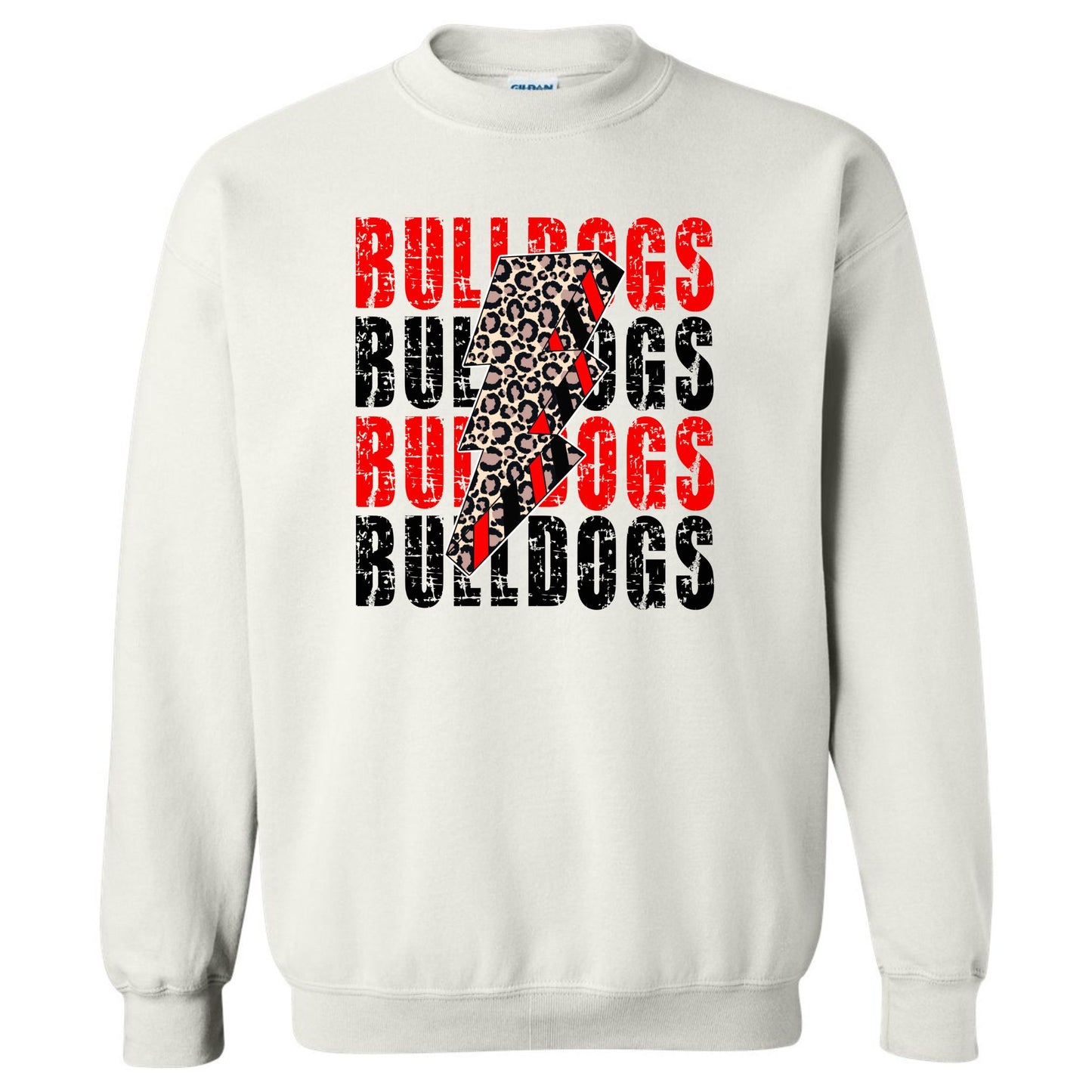 Bulldog Sweatshirt with Leopard Print Lightning Bolt