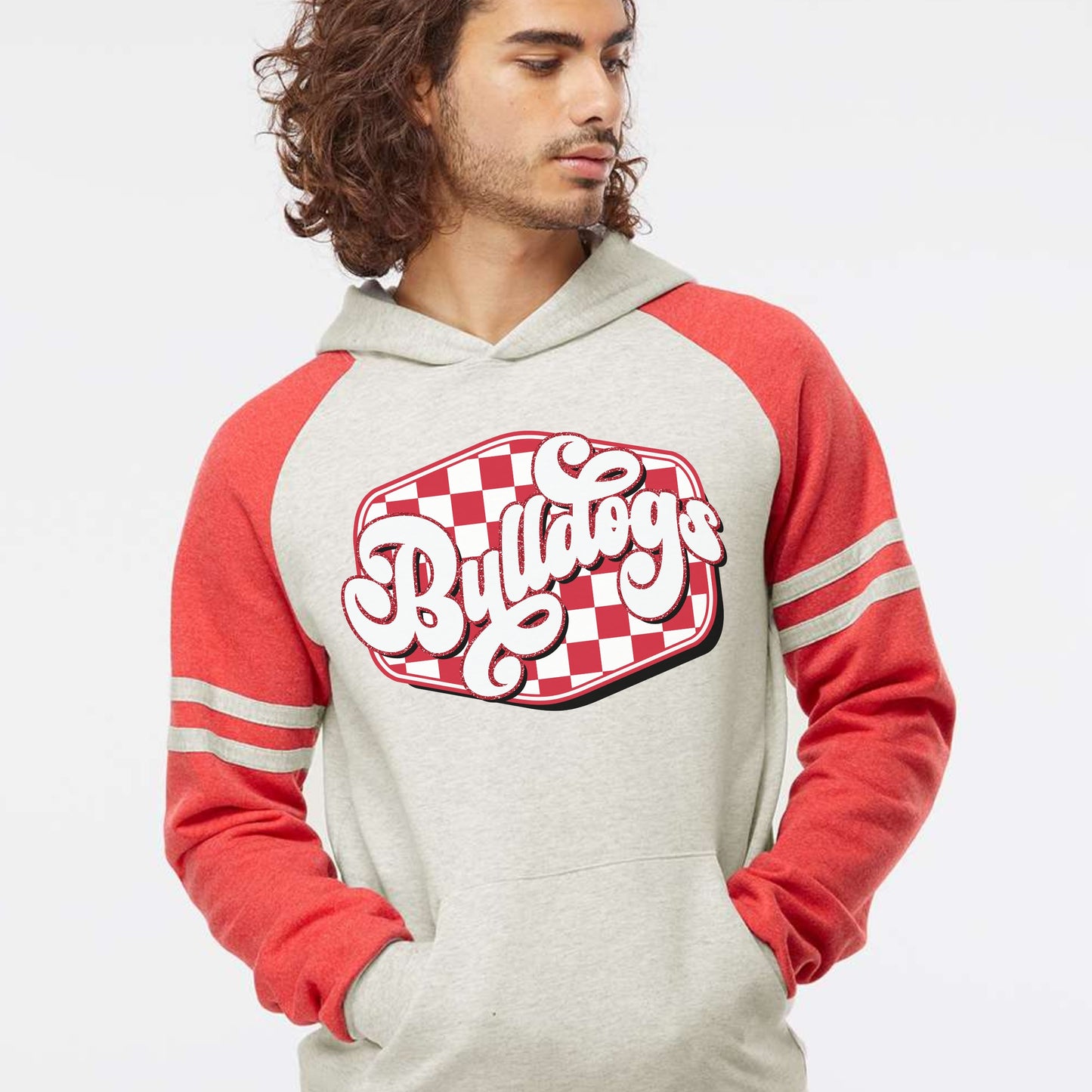 Bulldogs Checkered Striped Sports Hoodie