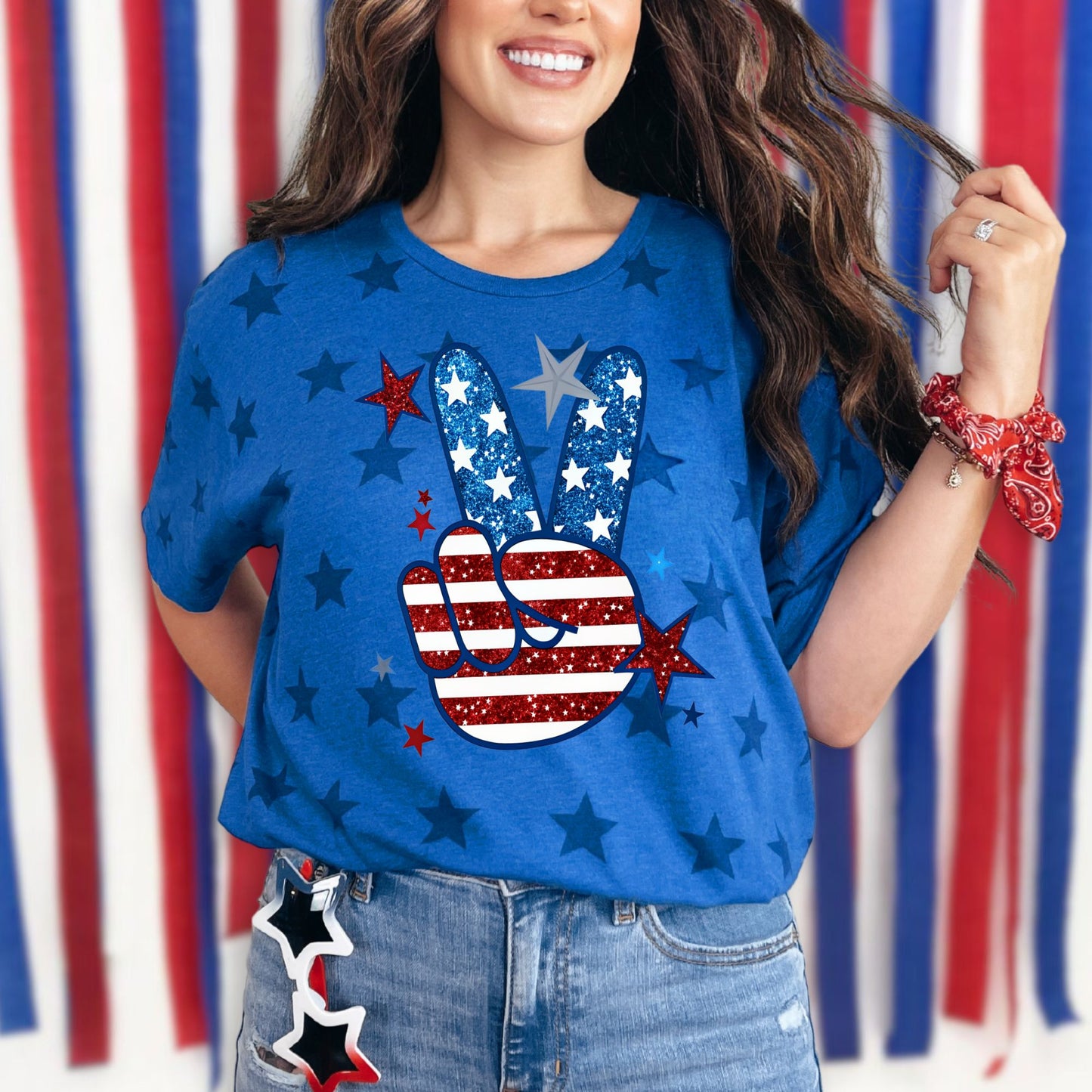 USA Flag Peace Sign America United States July 4th Patriotic Tshirt