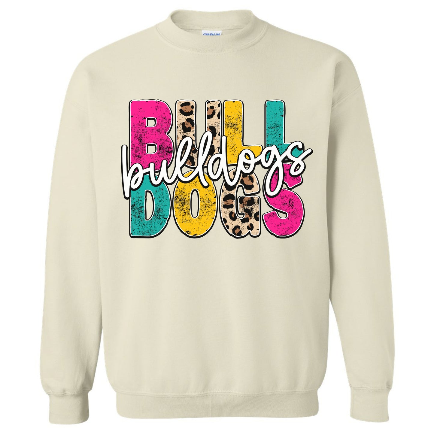 Bulldog Sweatshirt Colorful Bulldogs with leopard print