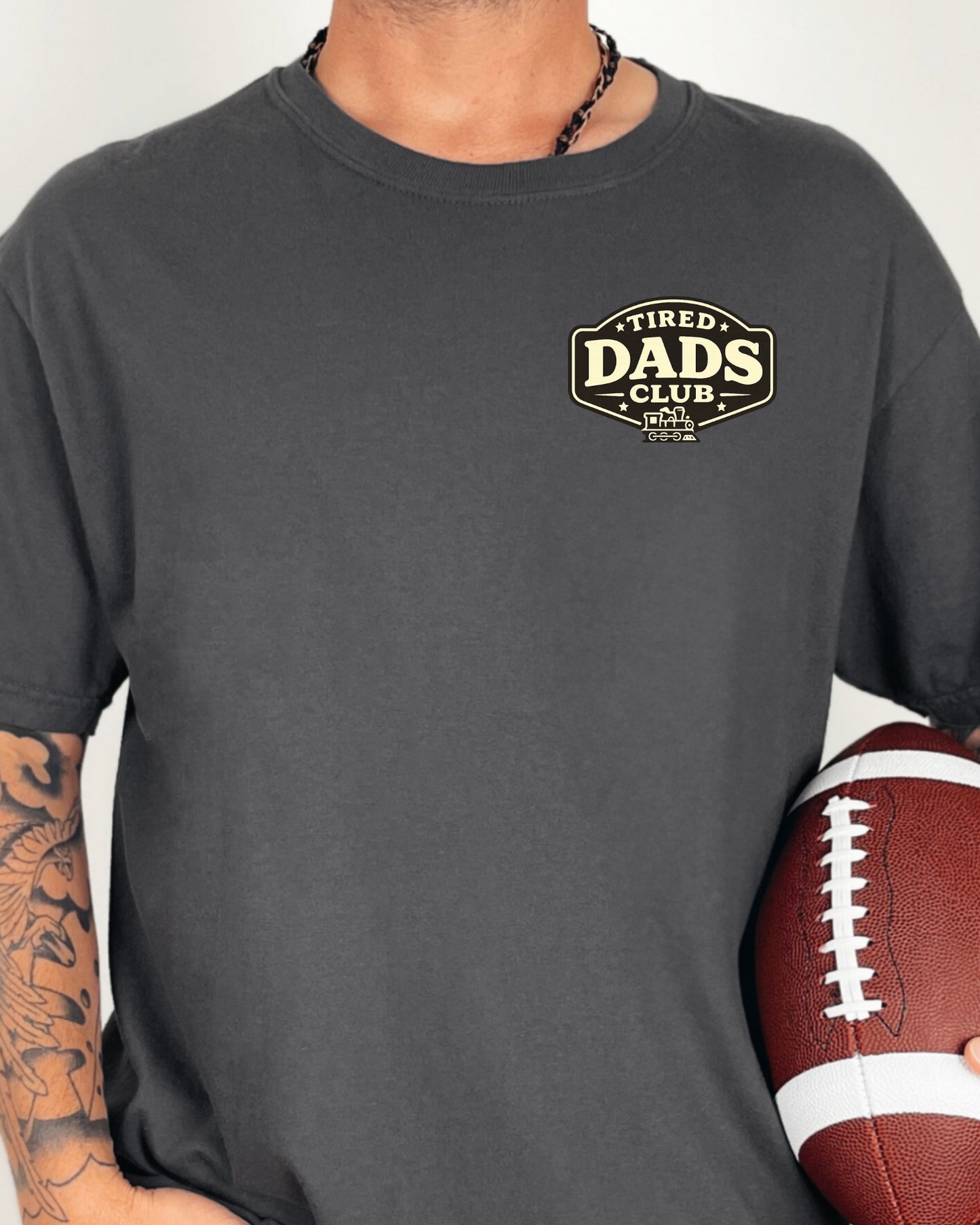 Tired Dads Club Train Shirt, Play Mat Tshirt for Dad, Interactive Tee, Fun Dad Gift, Train Engineer Shirt, Sensory Play Tee