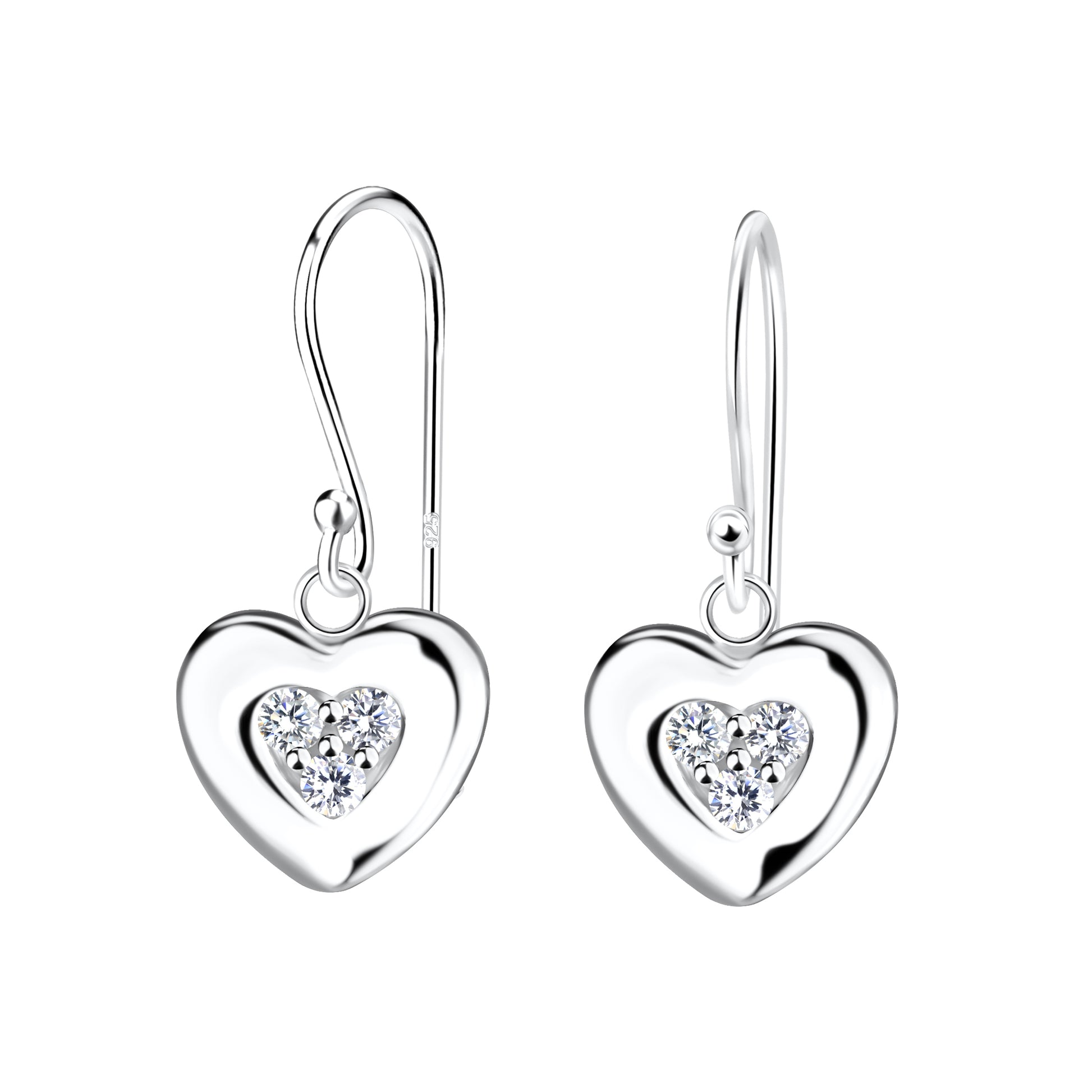 a pair of heart shaped earrings