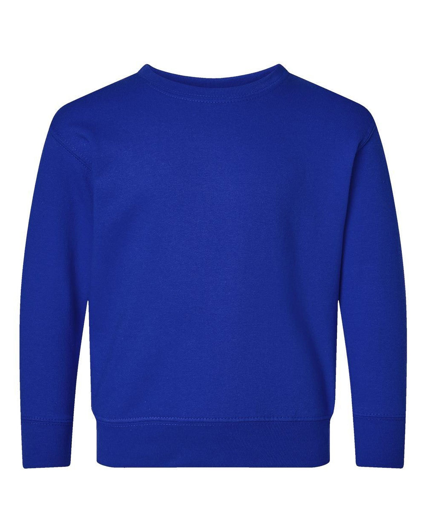 A plain, solid blue long-sleeved sweater.