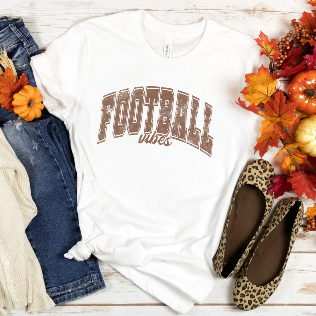 Women's Brown Print Football Vibes Tshirt