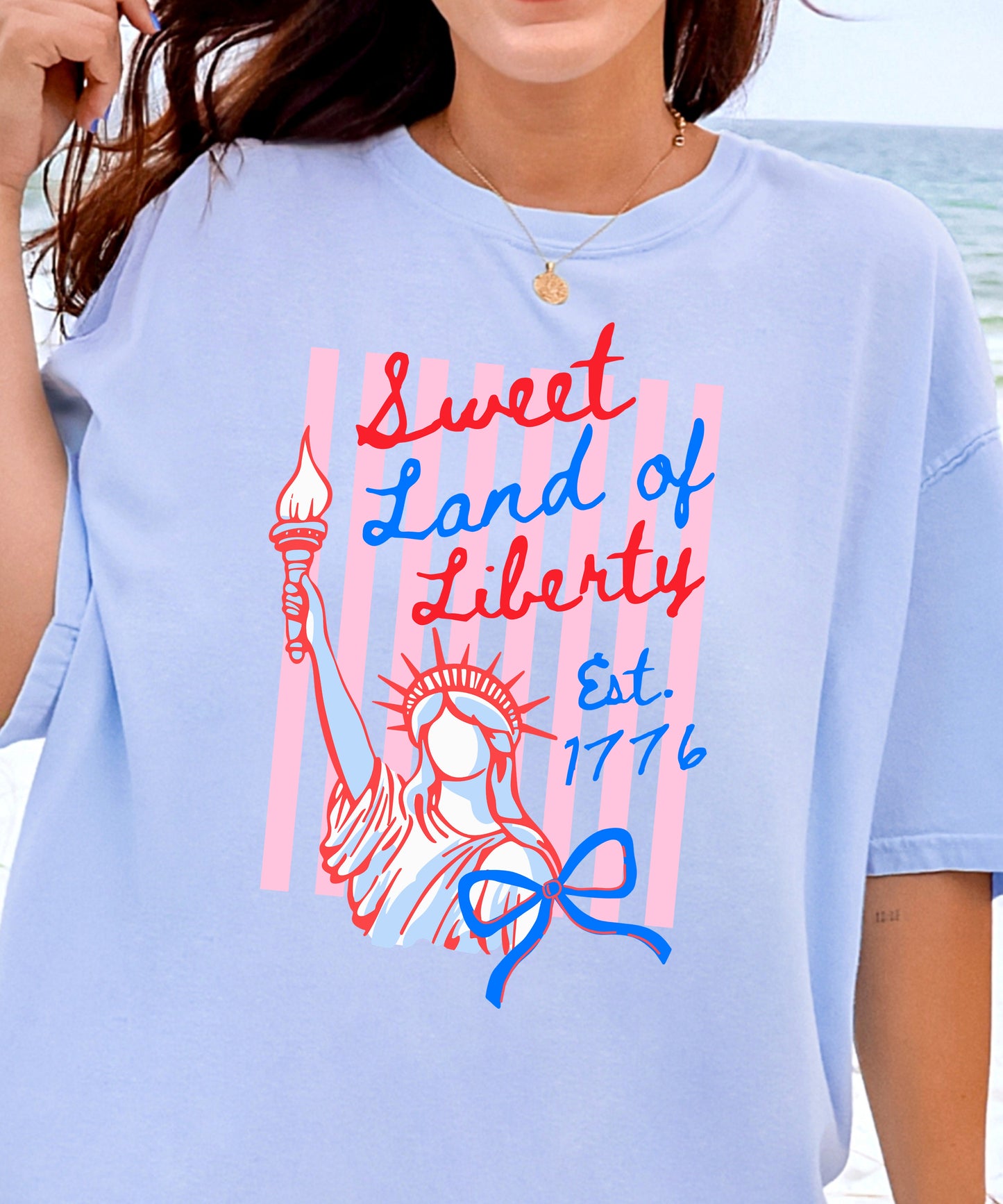 Sweet Land of Liberty Statue of Liberty T-Shirt | Patriotic Comfort Colors Tee