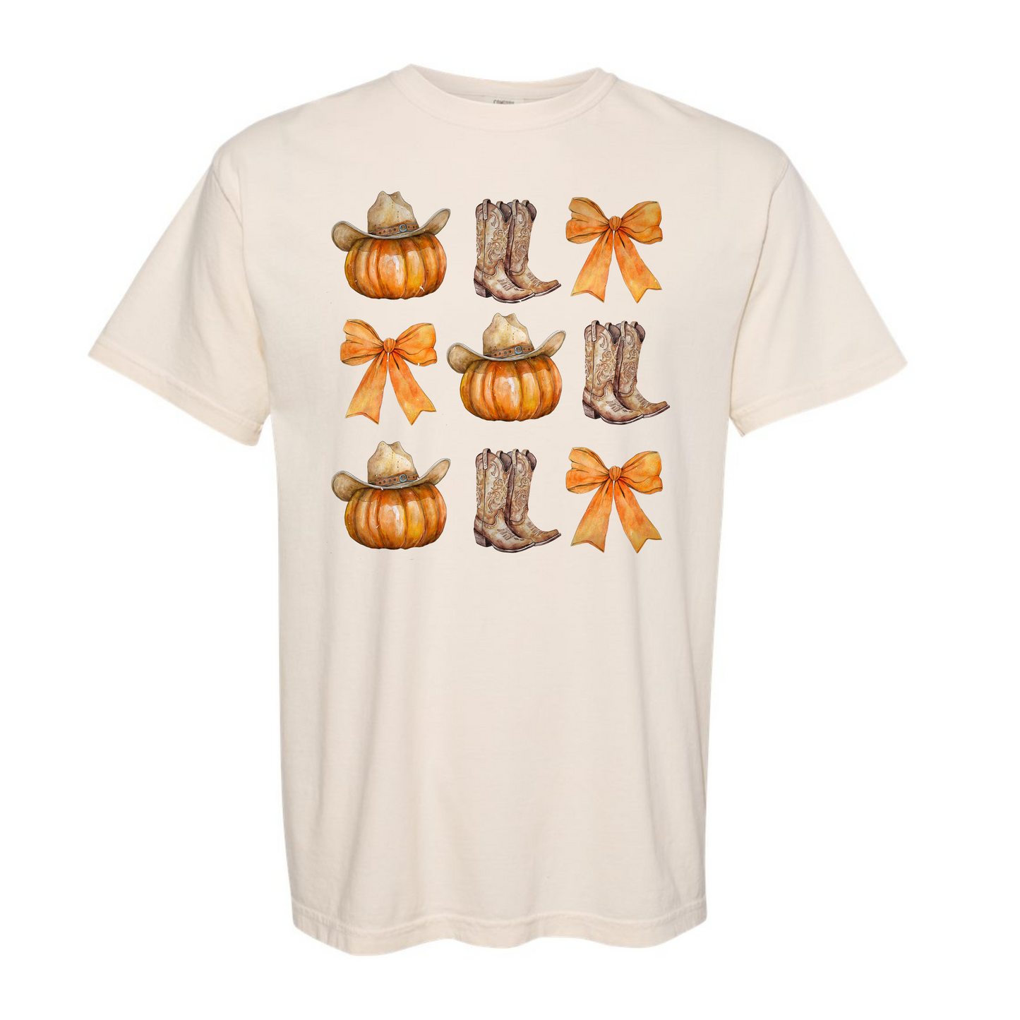 Comfort Colors Boot, Bow and Pumpkin Tee Tshirt