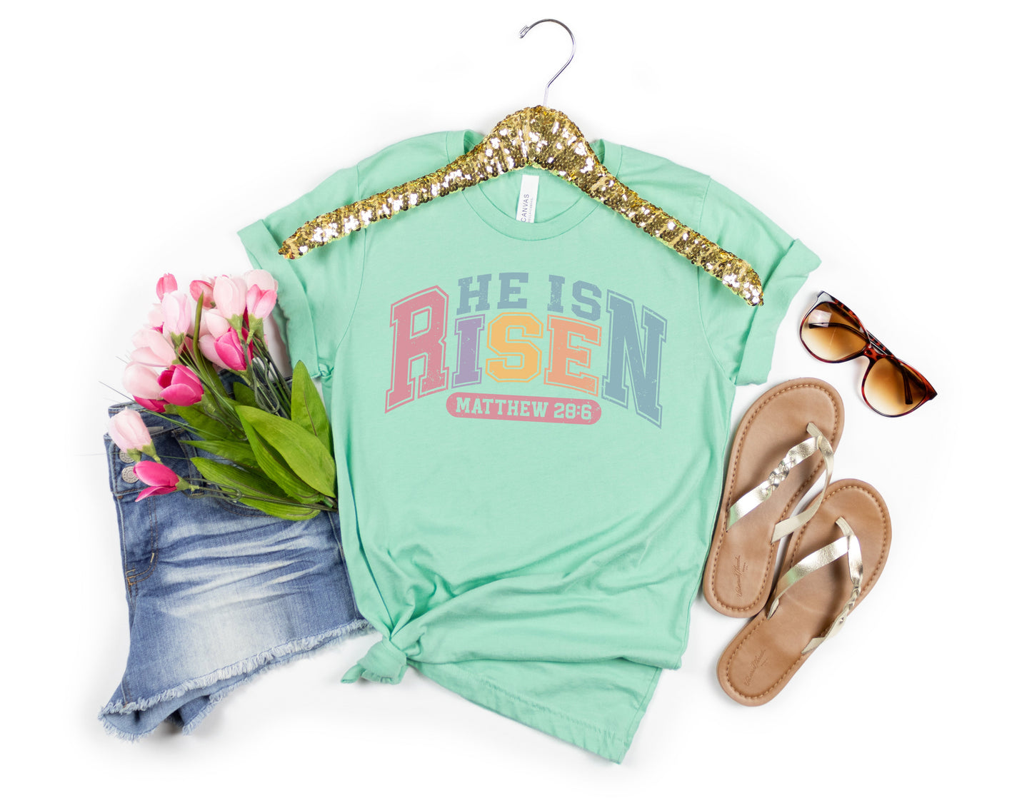 He is Risen Pastel Colored Women's Graphic Tee