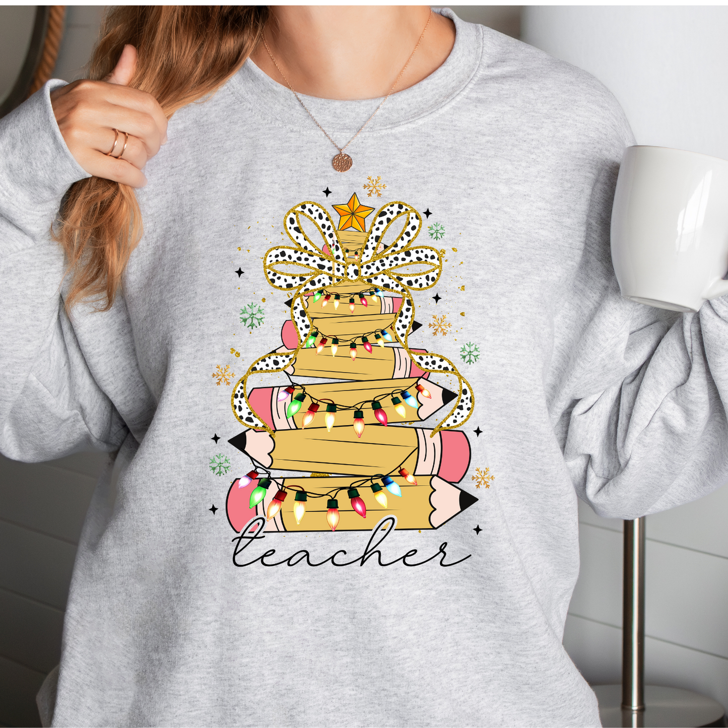 Teacher Pencil Christmas Tree Sweatshirt