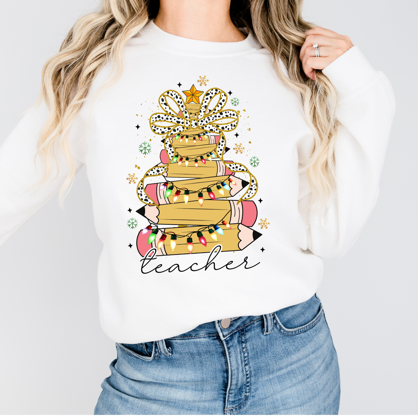 Teacher Pencil Christmas Tree Sweatshirt