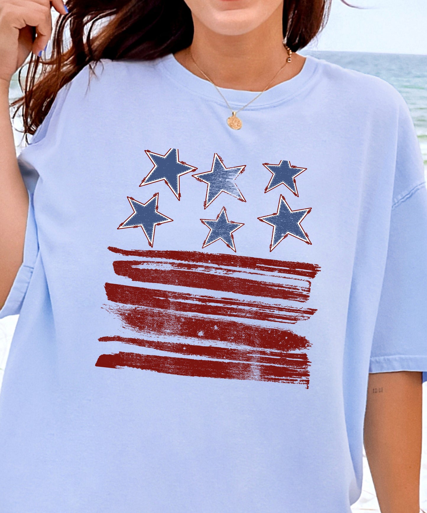 Vintage American Flag T-Shirt | Distressed Stars & Stripes Comfort Colors Tee