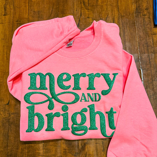 Merry and Bright Green Glitter Puff sweatshirt