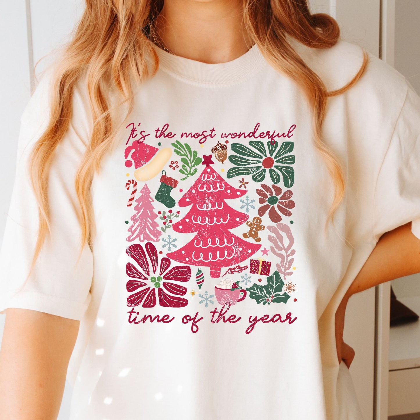 Christmas tshirt It's the Most Wonderful Time of the Year Floral