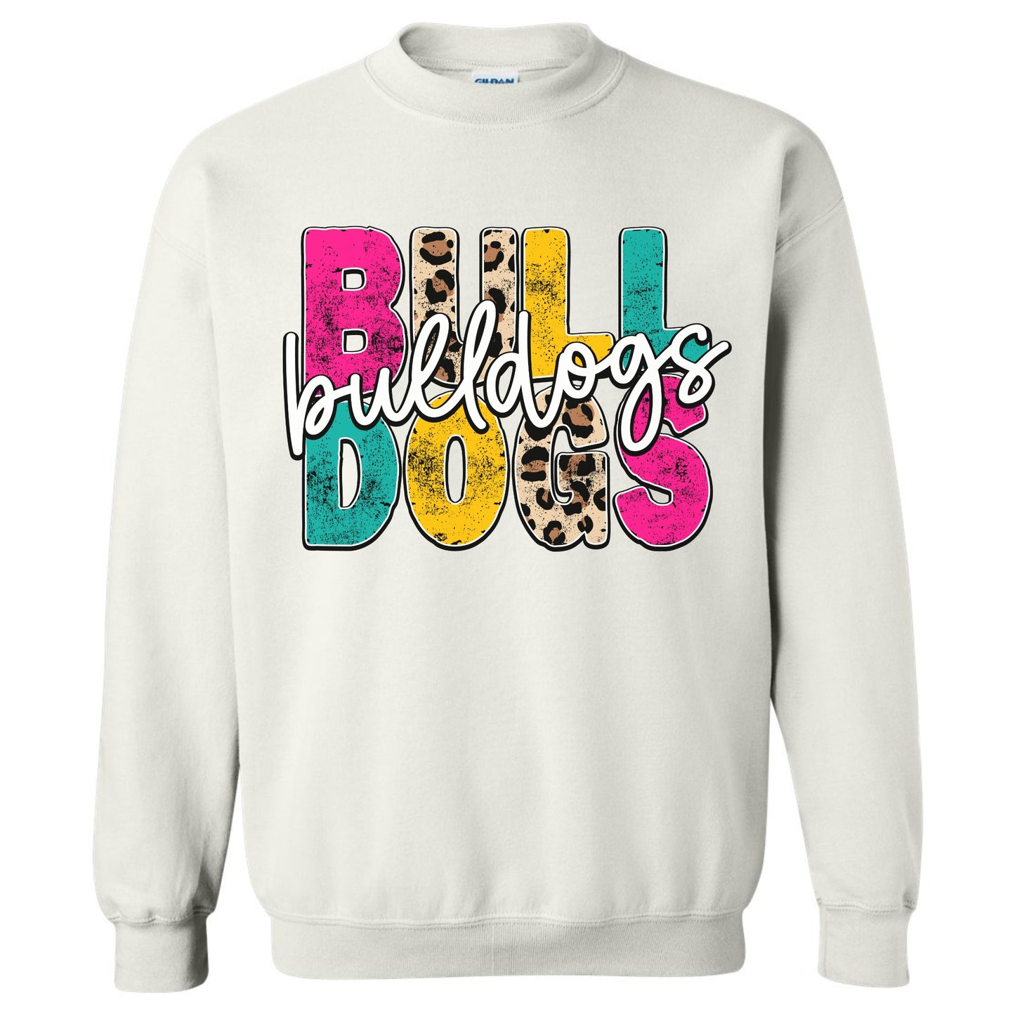 Bulldog Sweatshirt Colorful Bulldogs with leopard print