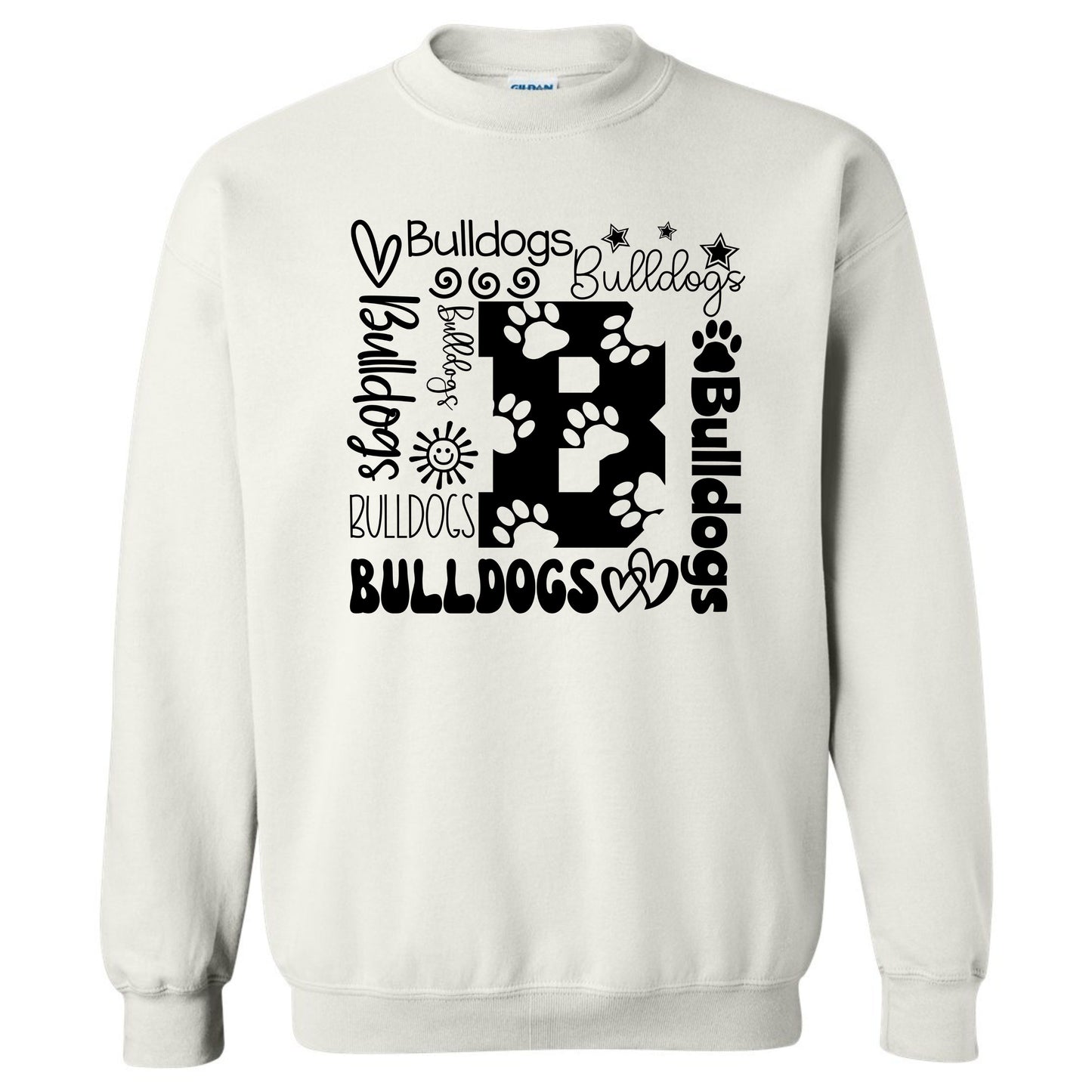 Bulldogs Sweatshirt Square Design with the letter B and pawprints