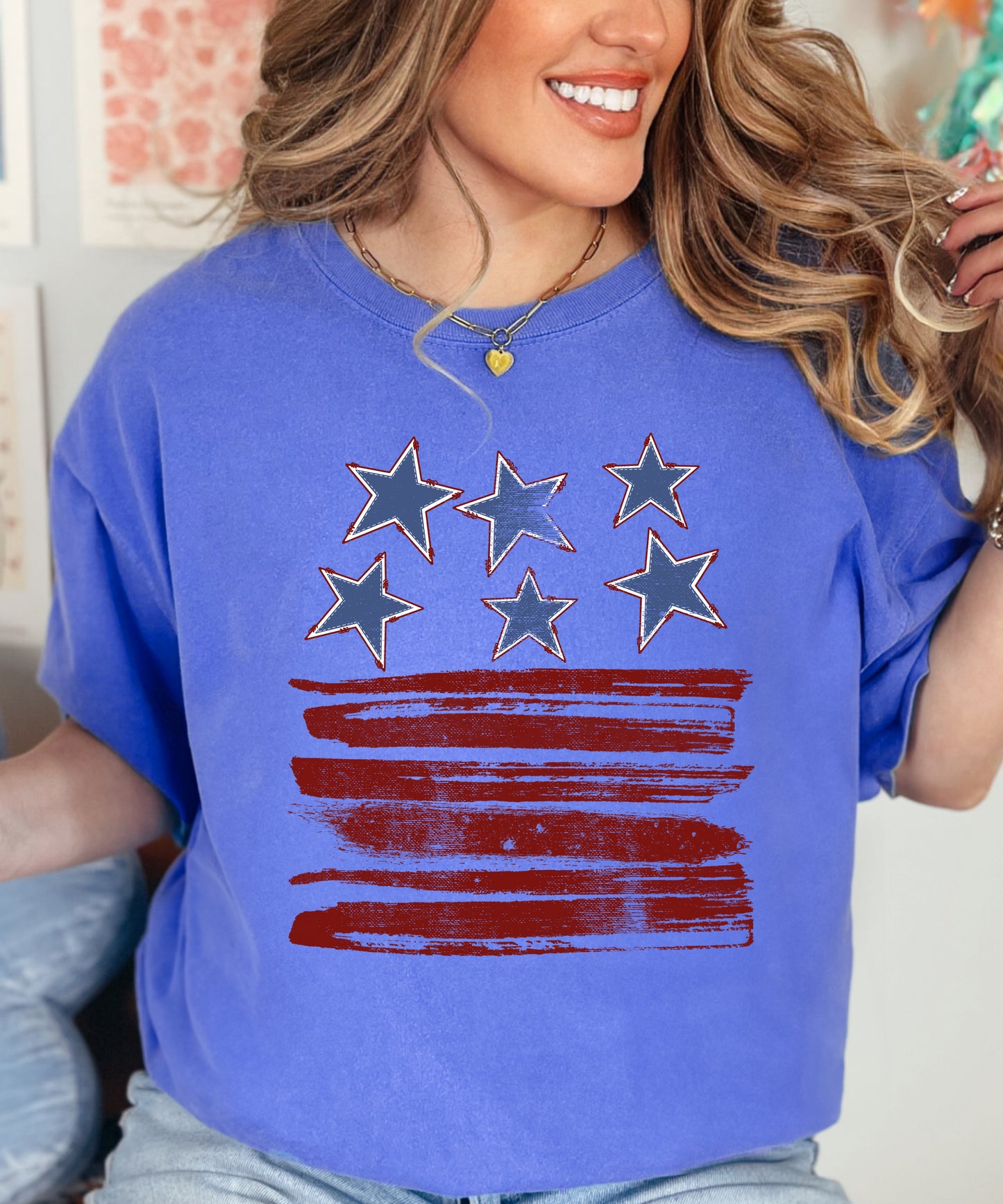 Vintage American Flag T-Shirt | Distressed Stars & Stripes Comfort Colors Tee