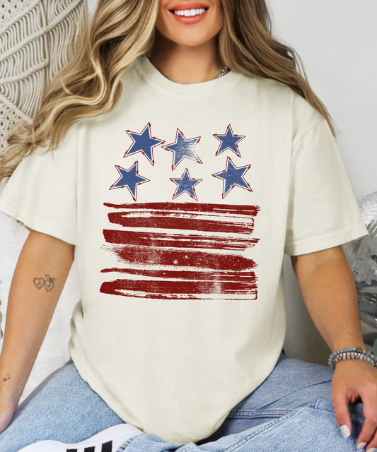 Vintage American Flag T-Shirt | Distressed Stars & Stripes Comfort Colors Tee