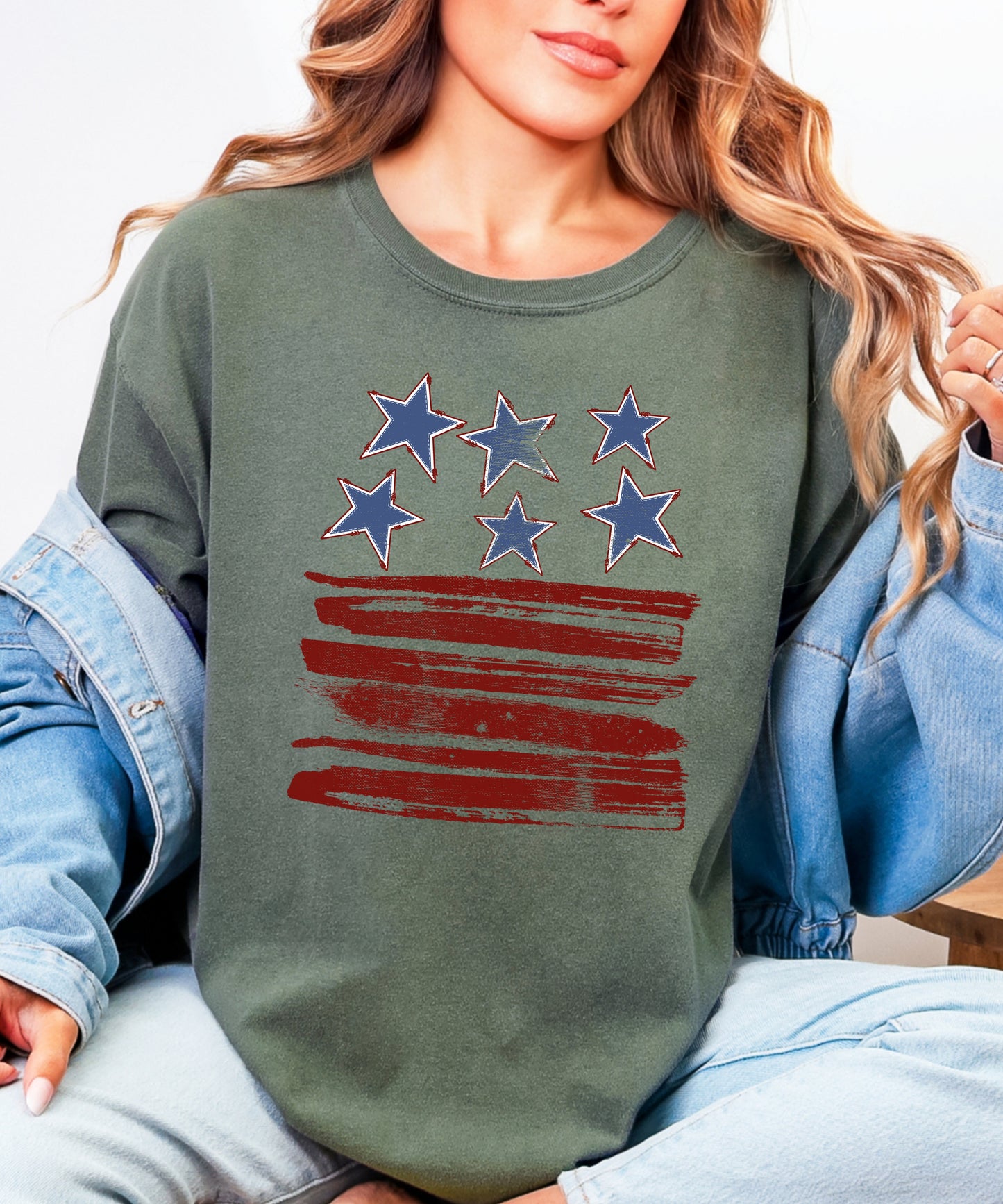 Vintage American Flag T-Shirt | Distressed Stars & Stripes Comfort Colors Tee